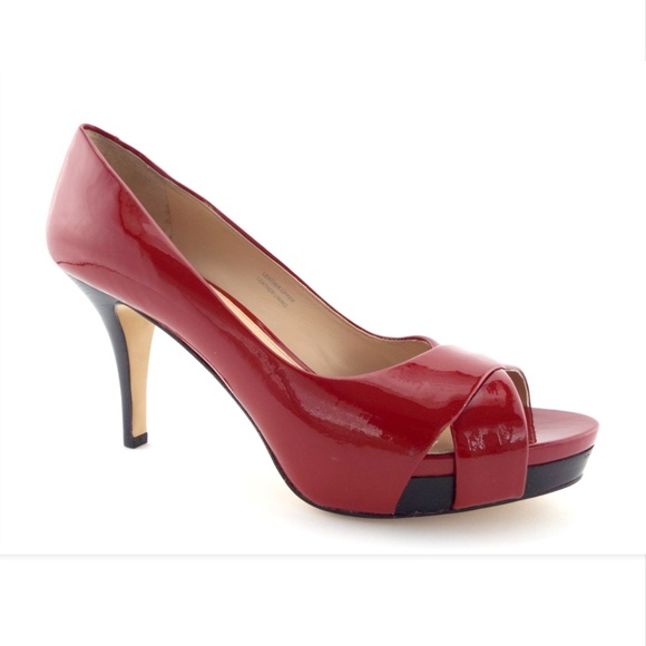 Red Patent Platform Heels Pumps 